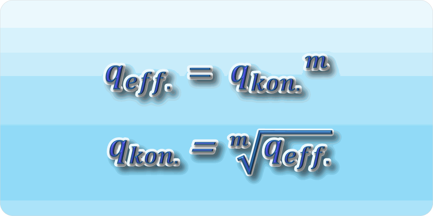 Formeln qeff und qkon